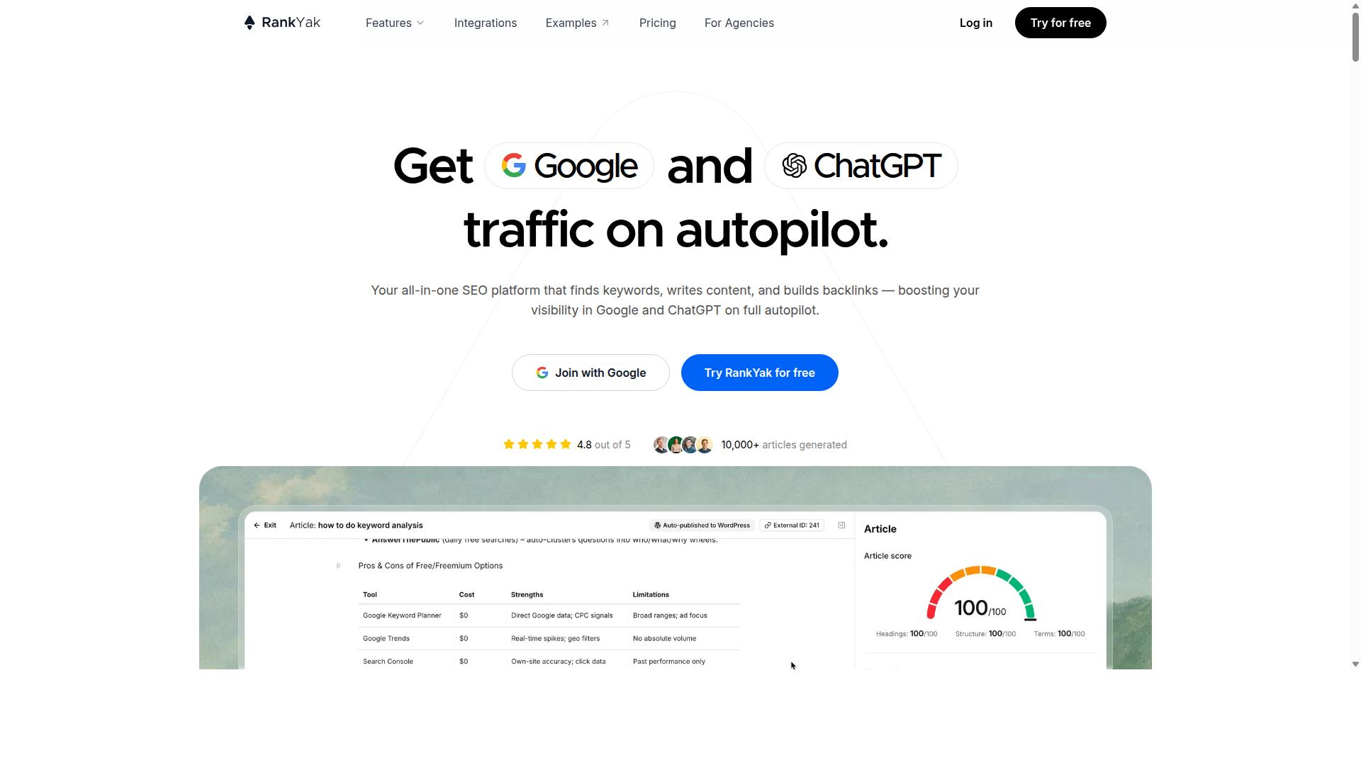 RankYak website